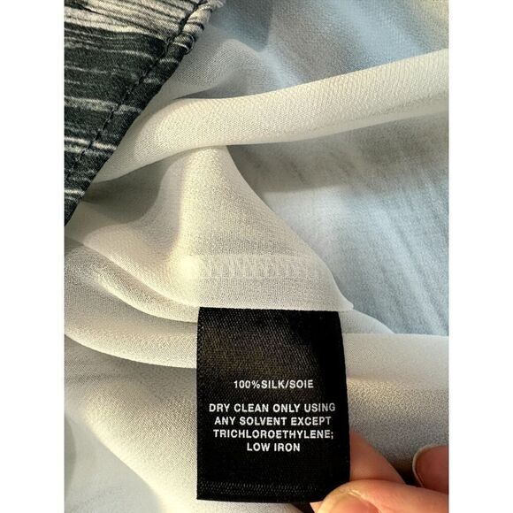 100% Silk Lafayette 148 Blouse Lined Tank Gray Marbled Dressy Workware - Size 2 - Picture 8 of 10